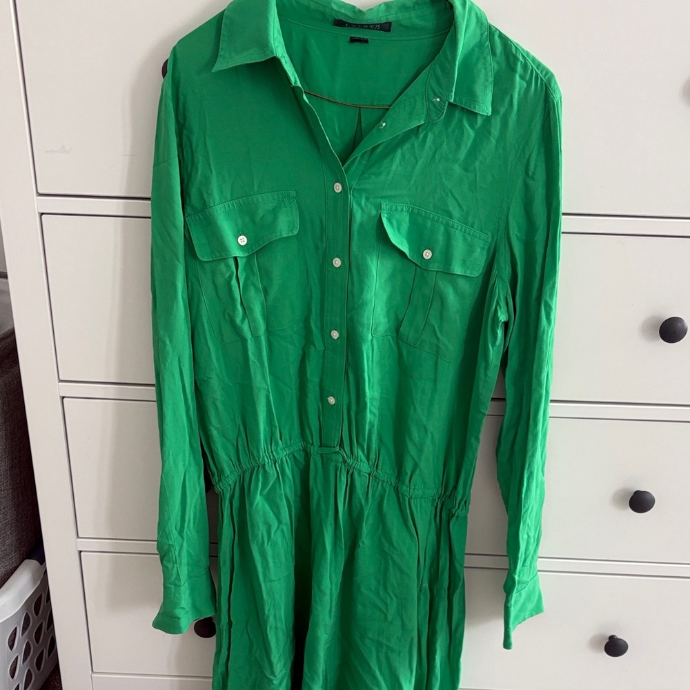 Polo by Ralph Lauren Vibrant Green Long Sleeve Dress